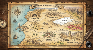 Mappa viaggio Mangystau in 4x4 e Aereo